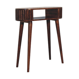 Stripe Chestnut Writing Desk | Solid Mango Wood | Textured Stripe Front