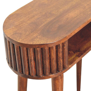 Stripe Chestnut Writing Desk | Solid Mango Wood | Textured Stripe Front