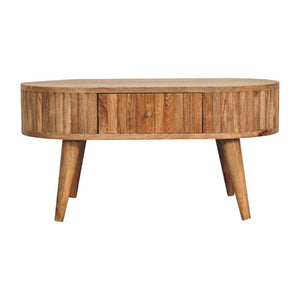 Stripe Coffee Table | Solid Mango Wood | Natural Wood Finish | Textured Stripe Detail