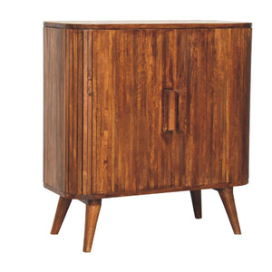 Stripe Storage Cabinet | Solid Mango Wood | Chestnut Finish | Textured Front