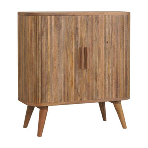 Stripe Storage Cabinet | Solid Mango Wood | Natural Finish | 2 Door Storage Cabinet