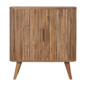 Stripe Storage Cabinet | Solid Mango Wood | Natural Finish | 2 Door Storage Cabinet