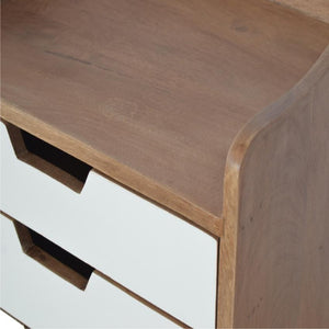 Sun-Bleached Mango Wood Bedside Table | 3 White Drawers | Nordic Legs