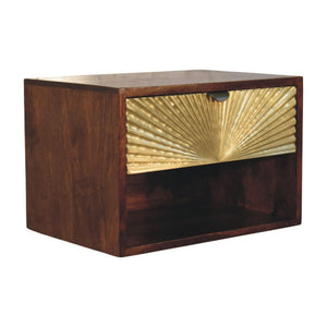 Sunburst Wall-Mounted Bedside Table | Floating Storage | Textured Design