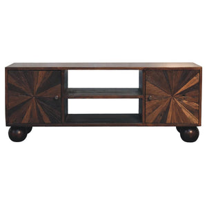 Sunrise Ball TV Unit | Walnut Finish | Sculptural Media Storage
