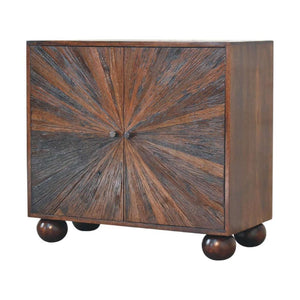 Sunrise Ball Walnut Cabinet | Solid Mango Wood | Sculptural Ball Detail