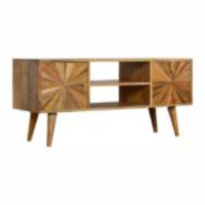 Sunrise Entertainment Unit | Solid Mango Wood | Patterned TV Media Storage
