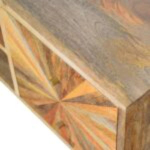Sunrise Entertainment Unit | Solid Mango Wood | Patterned TV Media Storage