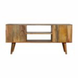 Sunrise Entertainment Unit | Solid Mango Wood | Patterned TV Media Storage