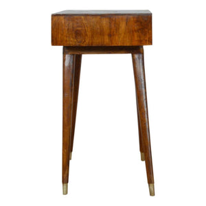 Sunrise Gold Carved Writing Desk | Solid Mango Wood | Chestnut Finish | Home Office Table