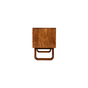 Sunrise Media Unit | Solid Mango Wood | Chestnut Finish | Carved Storage