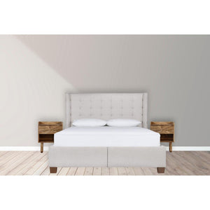 Sunrise Open Bedside Table | Solid Mango Wood | Oak Finish | U-Shape Design