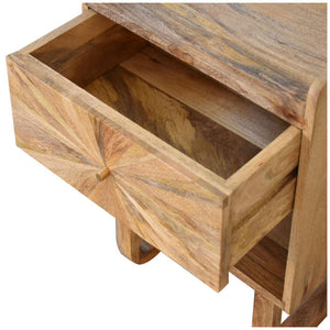 Sunrise Open Bedside Table | Solid Mango Wood | Oak Finish | U-Shape Design