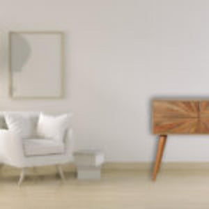 Sunrise Pattern Console Table | Solid Mango Wood | Carved Hallway Furniture