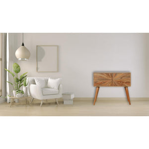 Sunrise Pattern Console Table | Solid Mango Wood | Carved Hallway Furniture