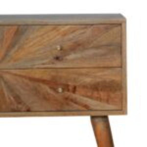 Sunrise Pattern Console Table | Solid Mango Wood | Carved Hallway Furniture