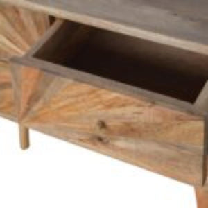 Sunrise Pattern Console Table | Solid Mango Wood | Carved Hallway Furniture