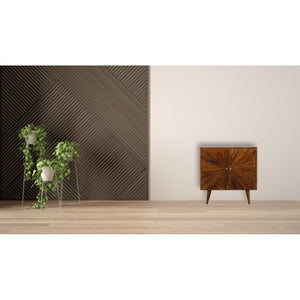 Sunrise Storage Cabinet | Solid Mango Wood | Chestnut Finish | Patterned Design