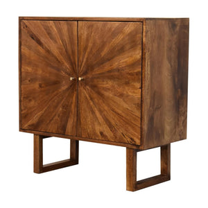 Sunrise Storage Cabinet | Solid Mango Wood | Chestnut Finish | U-Shape Design