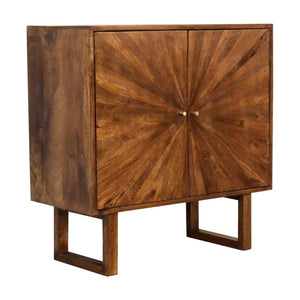 Sunrise Storage Cabinet | Solid Mango Wood | Chestnut Finish | U-Shape Design