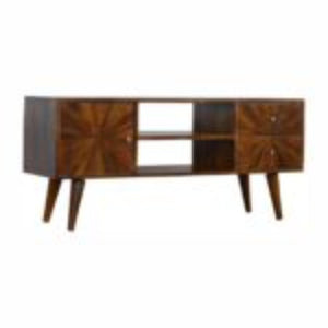Sunrise TV Stand | Solid Mango Wood | Chestnut Finish | Media Storage Unit
