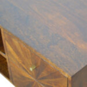 Sunrise TV Stand | Solid Mango Wood | Chestnut Finish | Media Storage Unit