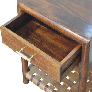 T-Bar Bedside Table | Chestnut Finish | Sculptural Storage