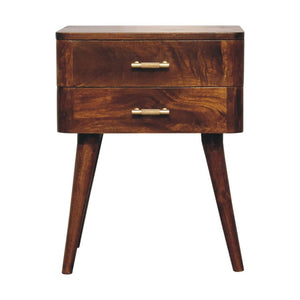 T-Bar Ridged Bedside Table | Chestnut Finish | Textured Front