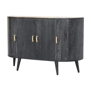 T-Bar Quad Cabinet | Ash Black Finish | Four-Door Storage