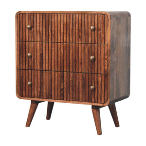 T-Bar Ridged Chest | Solid Mango Wood | Honey Caramel Finish