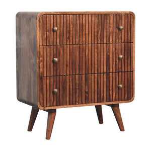 T-Bar Ridged Chest | Solid Mango Wood | Honey Caramel Finish