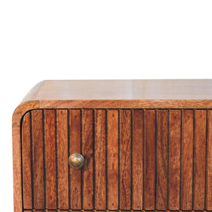 T-Bar Ridged Chest | Solid Mango Wood | Honey Caramel Finish