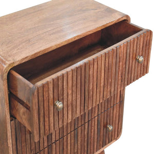 T-Bar Ridged Chest | Solid Mango Wood | Honey Caramel Finish