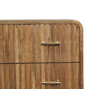T-Bar Ridged Chest | Solid Mango Wood | Chestnut Storage Drawers