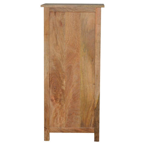 Tall Kitchen Storage Cabinet | Solid Mango Wood | Oak Finish | 4 Utility Bin Organiser