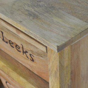 Tall Kitchen Storage Cabinet | Solid Mango Wood | Oak Finish | 4 Utility Bin Organiser