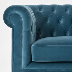 Teal Chesterfield Sofa | Velvet Upholstery | Solid Mango Wood Frame | Classic Seating
