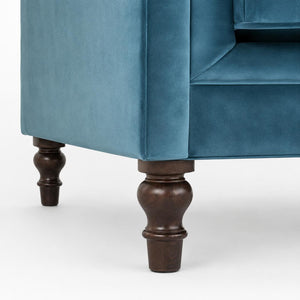 Teal Chesterfield Sofa | Velvet Upholstery | Solid Mango Wood Frame | Classic Seating