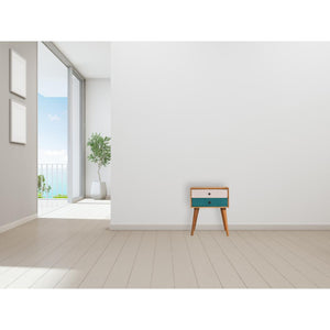 Teal Duo Bedside Table | Solid Mango Wood | Oak Finish | 2 Drawers