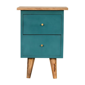 Teal Hand-Painted Bedside Table | Artisan Finish | Compact Bedroom Storage