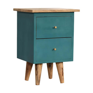 Teal Hand-Painted Bedside Table | Artisan Finish | Compact Bedroom Storage
