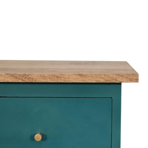 Teal Hand-Painted Bedside Table | Artisan Finish | Compact Bedroom Storage
