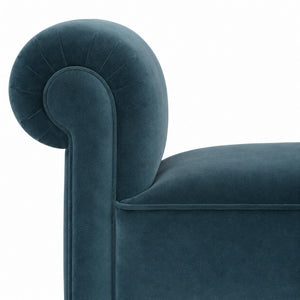 Teal Velvet Hallway Bench | Solid Mango Wood Frame | Upholstered Accent Seating