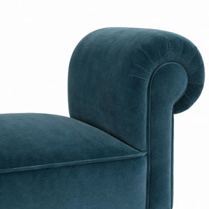 Teal Velvet Hallway Bench | Solid Mango Wood Frame | Upholstered Accent Seating
