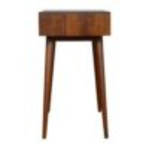 Tile Carved Console Table | Solid Mango Wood | Chestnut Finish | Hallway Storage