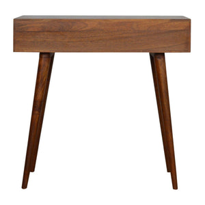 Tile Carved Console Table | Solid Mango Wood | Chestnut Finish | Hallway Storage
