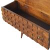 Tile Carved Storage Chest | Solid Mango Wood | Chestnut Finish | Artisan Drawer Cabinet