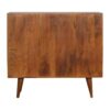 Tile Carved Storage Chest | Solid Mango Wood | Chestnut Finish | Artisan Drawer Cabinet