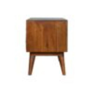Tile Carved TV Unit | Solid Mango Wood | Chestnut Finish | Media Storage Console