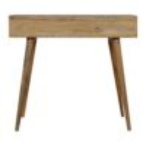 Tile Carved Writing Desk | Solid Mango Wood | Open Storage Slot | Artisan Office Table